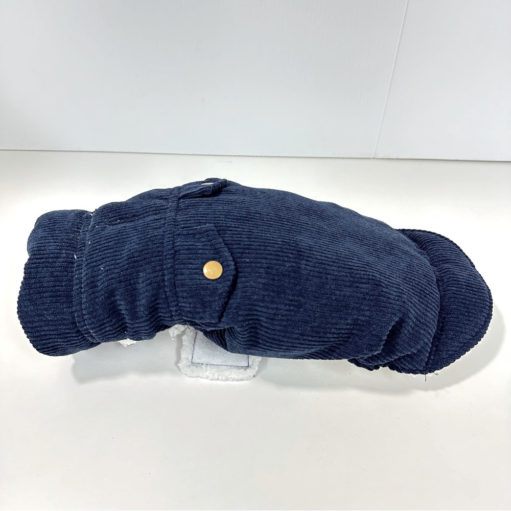 TOO PAW Dog Coat Jacket Navy Blue Corduroy Sz S Sherpa Lined